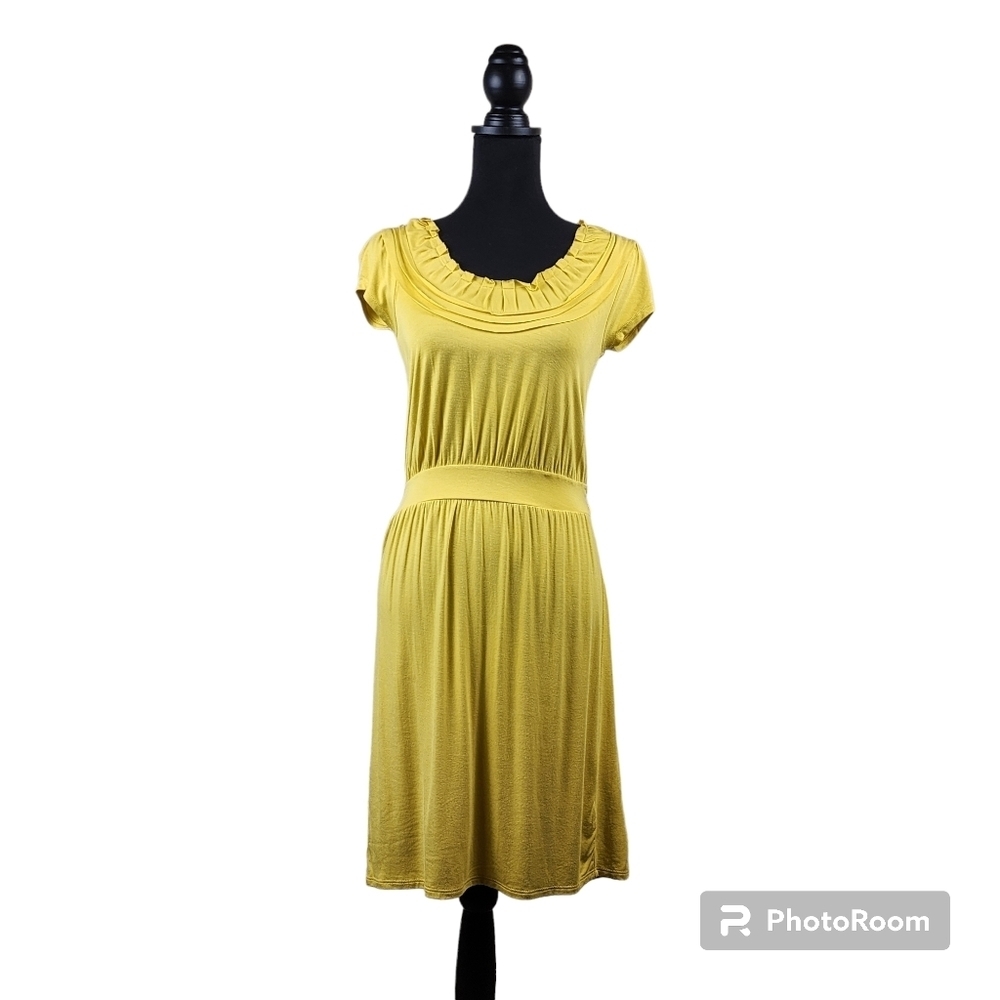 Cremieux Mustard Yellow cap Sleeve Midi Dress Size XS